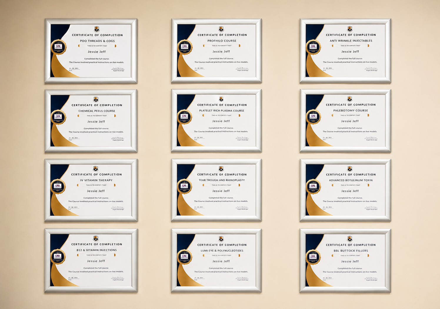 Jessie Jeff CPD certificates